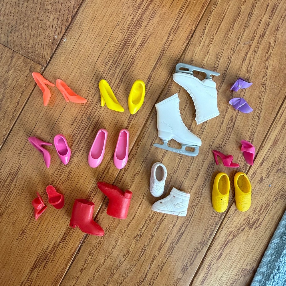 Vintage Doll Shoes Lot Mixed Styles Heels Boots Ice Skates Sneakers Multi Color